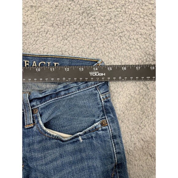 American Eagle 29/30 Original Straight Distressed Denim Blue Jeans Destroyed - Picture 9 of 13